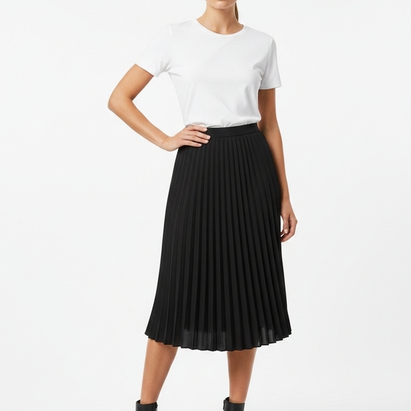 Lauren Ralph Lauren Black Pleated Midi Skirt - Size 14 Like New - Picture 10 of 12